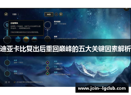 迪亚卡比复出后重回巅峰的五大关键因素解析